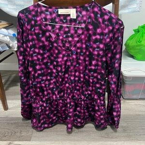 DKNYC Vivid Pink and Black Blouse